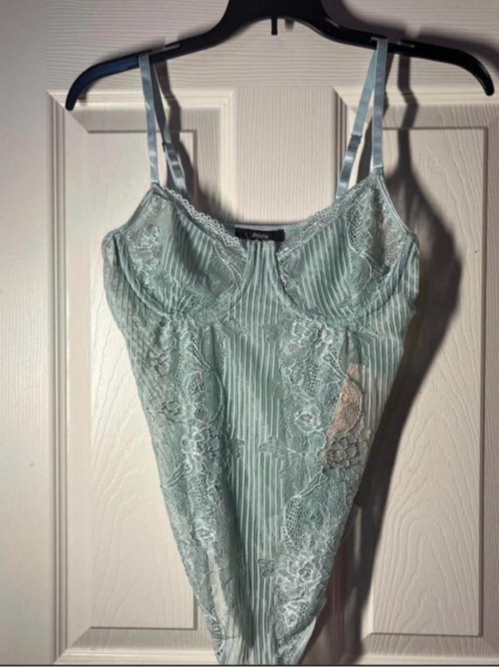 Sheer Mint Lace Striped Bodysuit
